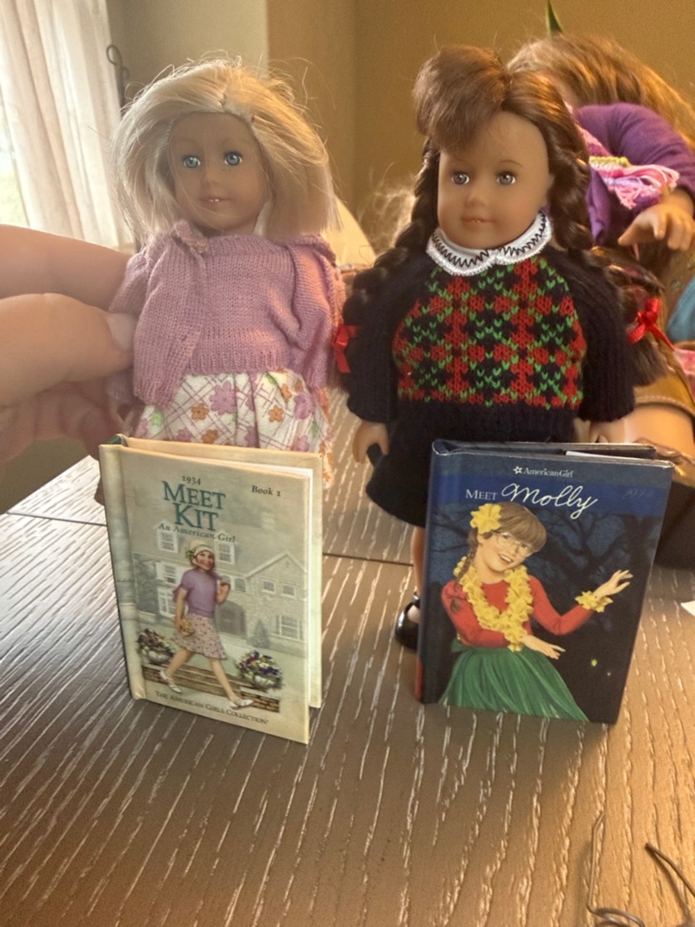 American girl dolls mini Pair of Vintage-Style Dolls with Knit Outfits